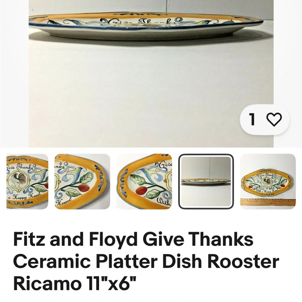 Fitz and Floyd Yellow‎ and Blue Decorative Wall Plaque